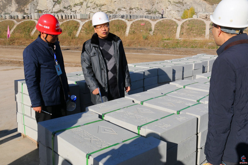圖2、王增賢總工程師（左二）高度評價預制塊成品.JPG